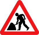 Verkehrsschild Achtung Straßenarbeit, rotes Dreieck
